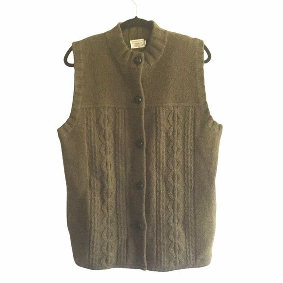 𝅺HAGGAR Wool Sleeveless Button Front Sweater Vest Green S - Picture 3 of 4